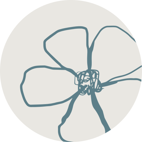 Sluitzegel met outline bloem blauw