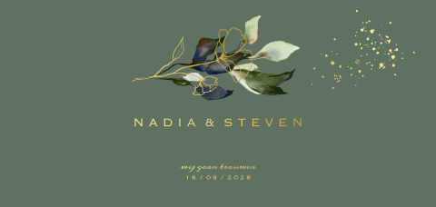 Gold greenery trouwkaart watercolor blad