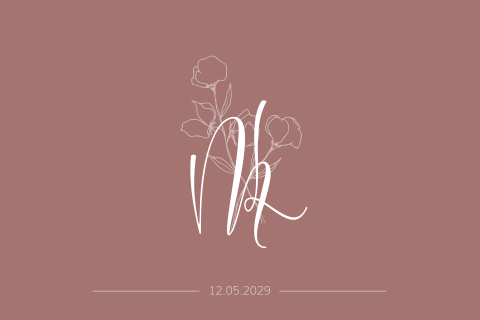 Trendy klapkaart trouwkaart rosé Mercière lijn bloem