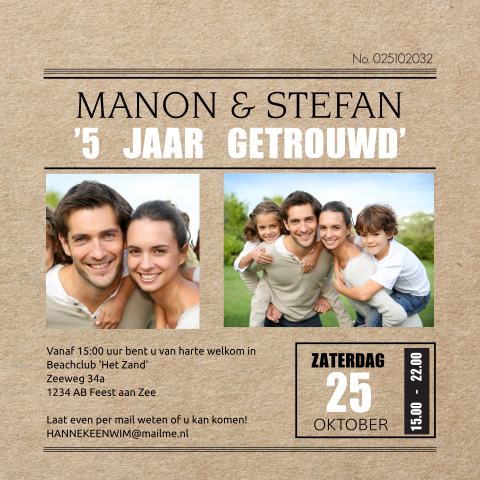 Huwelijksjubileum met kranten layout kraft look ondergrond