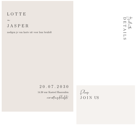 Stapelkaart trouwkaart chic en minimalistisch