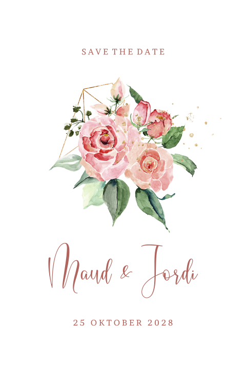 Romantische save the date kaart rozen bloemen