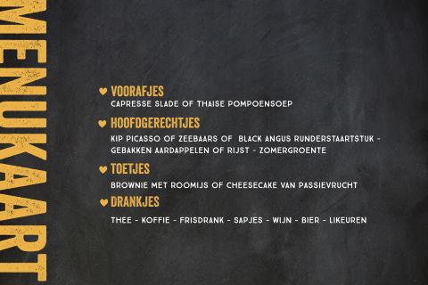 Stoere menukaart voor bij jullie jubileum dinner
