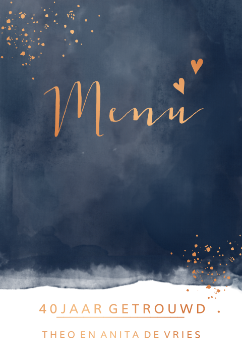 Luxe menukaart met koperfolie en aquarel