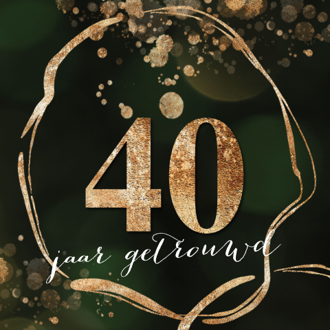 Uitnodiging 40 jubileum groen goud look spetters