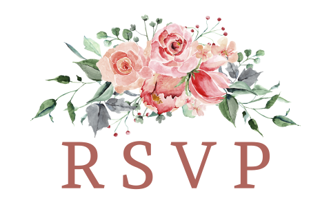 Roze rozen watercolor rsvp kaartje bij trouwkaart