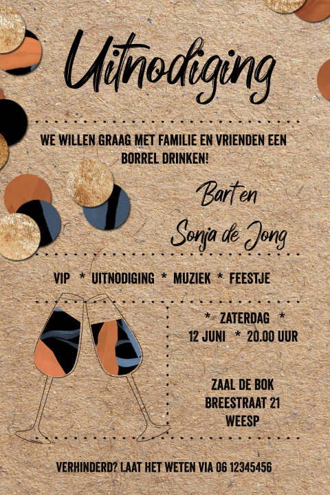 Moderne uitnodiging kraft look party time verjaardag