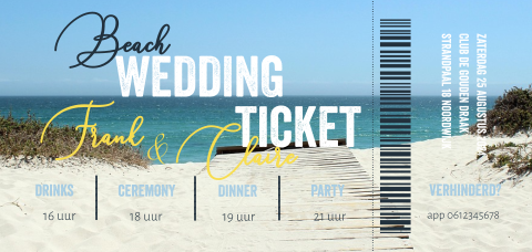 Beach Wedding Ticket Marriage Strand Trouwkaart
