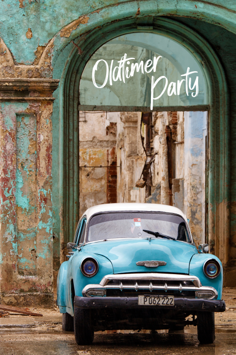 Uitnodiging Oldtimer Party Cuba Car feestje