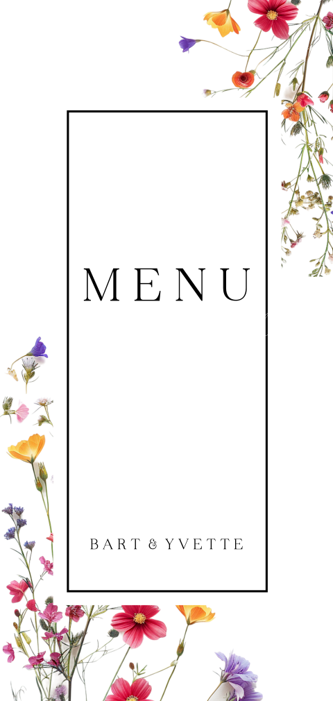 Langwerpige menukaart veldbloemen