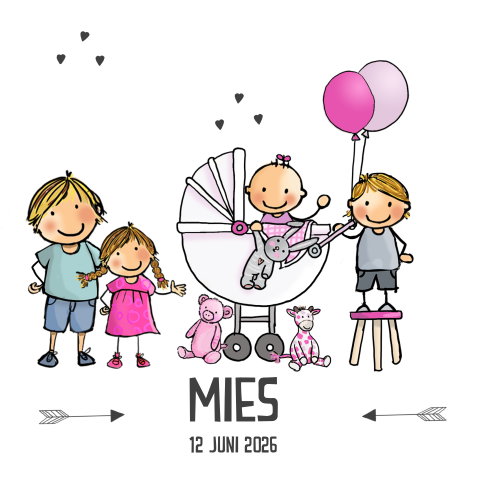 Geboortekaartje vierde kind broertje en zusje