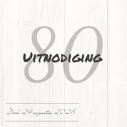 Uitnodigingskaart hout verjaardag 80 jaar voor een man