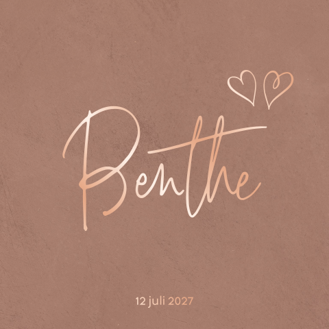 Modern geboortekaartje meisje trendy kleur en rose folie