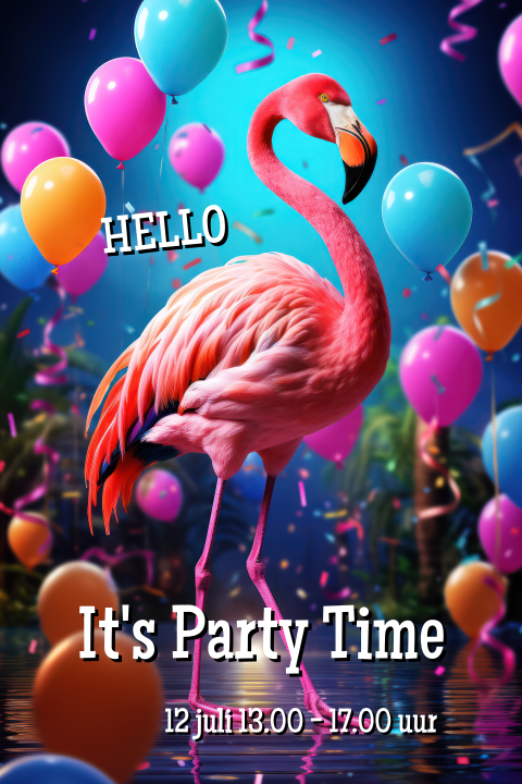Kinderfeest uitnodiging FLAMINGO