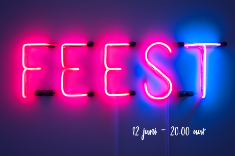 Moderne uitnodiging neon feest verjaardag