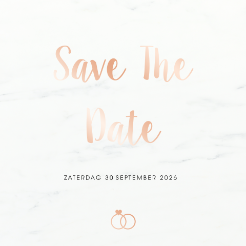 Save The Date kaart foliedruk op marmer-look achtergrond