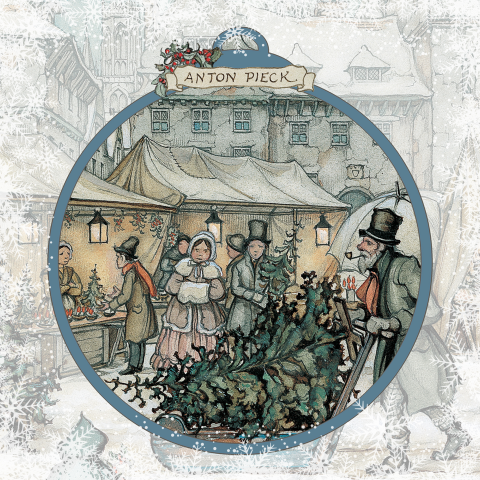 Anton Pieck kerstmarkt kerstkaart