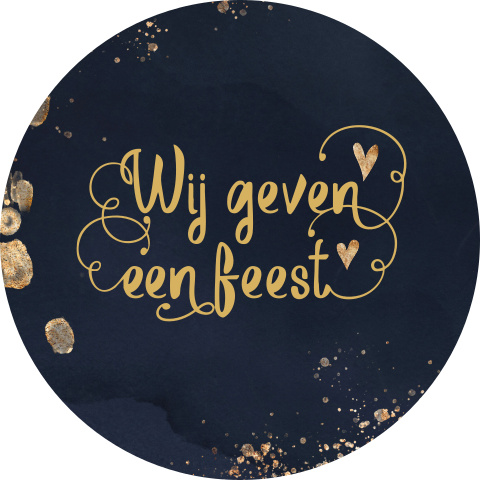 Sluitsticker wij geven een feest met goud look