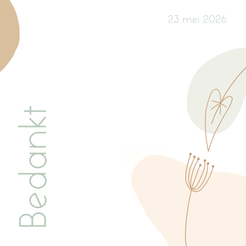 Bedankkaart met kleurvlakken en takjes