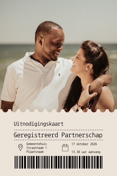 Uitnodigingskaart Geregistreerd Partnerschap met foto