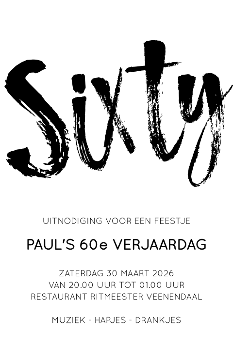 Handgeschreven uitnodiging verjaardag 60 jaar