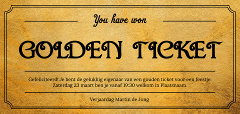 Golden Ticket Maken Uitnodiging verjaardag