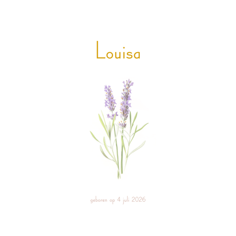 Geboortekaartje meisje bloemen lavendel