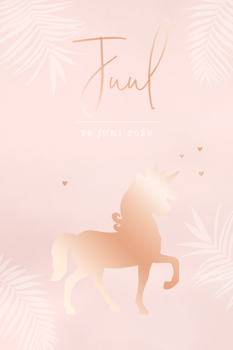 Geboortekaartje meisje met unicorn foliedruk