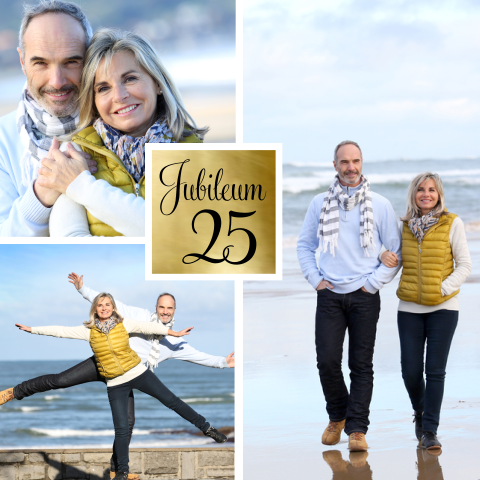 Uitnodiging jubileum 25 jaar getrouwd foto collage