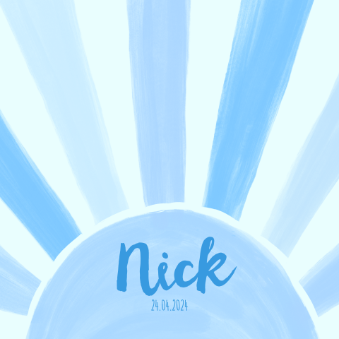 Geboortekaartje zon waterverf blauw mint jongen