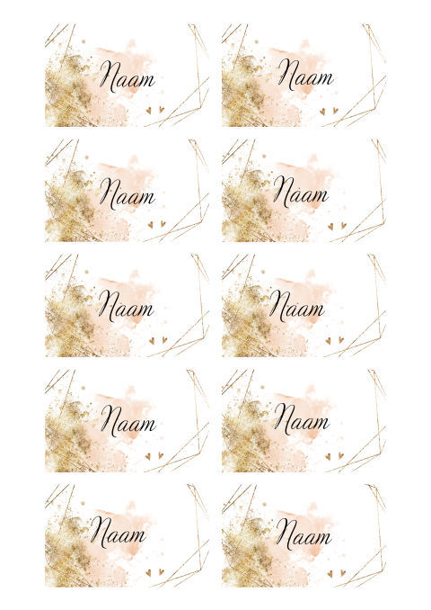 Naamkaartjes met goud en roze