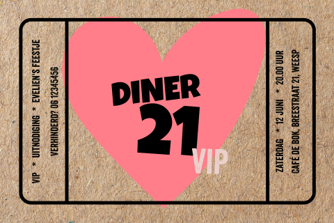 VIP uitnodiging voor een 21 diner