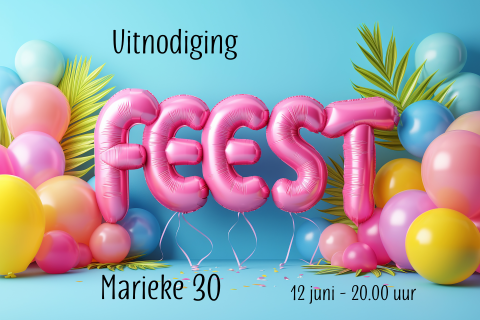Uitnodiging FEEST met pastel BALLONNEN 30 jaar