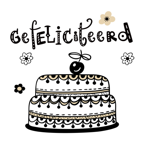 Wenskaart verjaardag felicitatie met taart