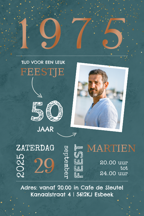 Uitnodiging verjaardag man 50 jaar uit 1977 hoogglans