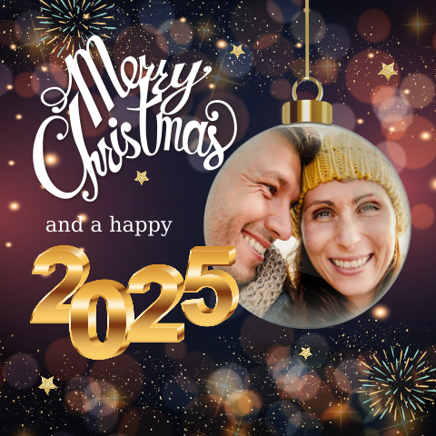 Kerstkaart met kerstbal