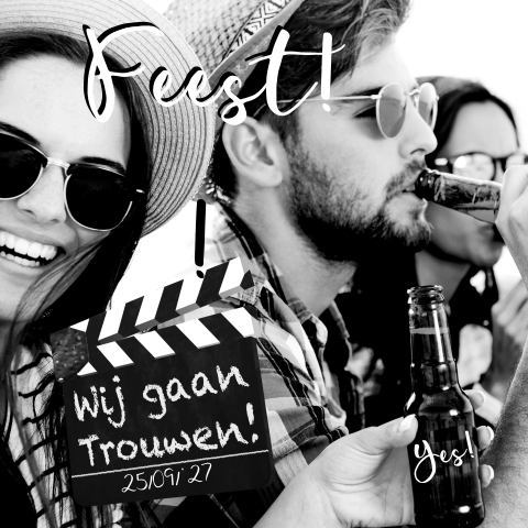Trouwkaart met eigen foto en filmbord