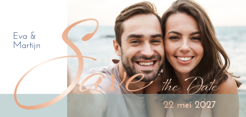 Save the Date Kaart foto en typografie metal folie