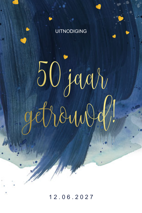 Jubileum uitnodiging 50 jaar getrouwd goudfolie