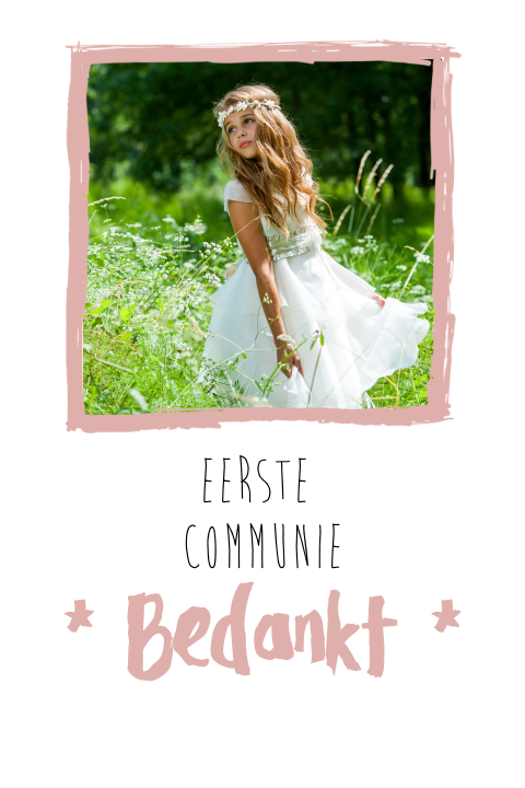 Bedankkaart eerst Communie meisje foto kader