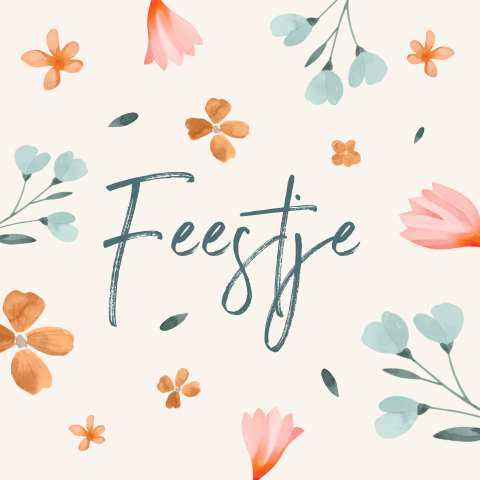 Uitnodiging voor een verjaardag of feestje met bloemen in waterverf