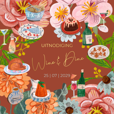 Uitnodiging voor en verjaardag feestje of etentje Wine en Dine
