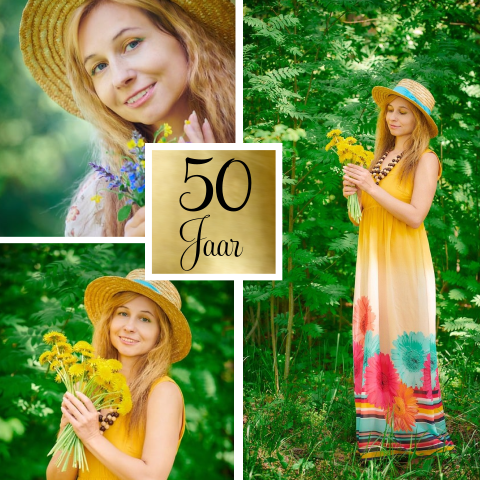 Uitnodiging verjaardag 50 jaar fotocollage