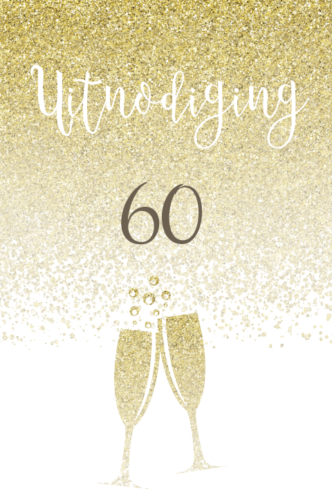 Uitnodiging verjaardag 60 jaar met champagne glazen