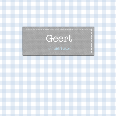Geboortekaart jongen klassiek met lichtblauwe ruitjes