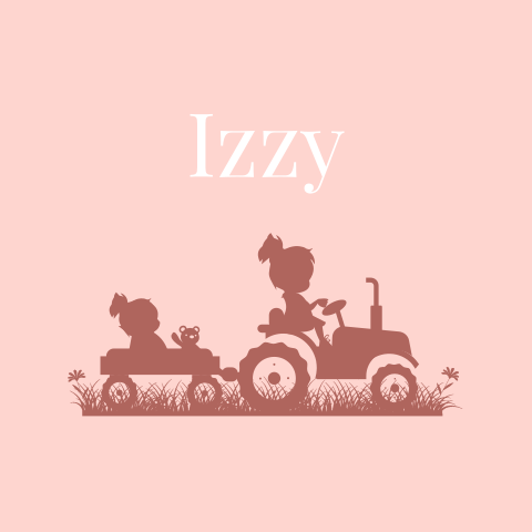 Geboortekaartje 2e kindje meisje met zus in tractor