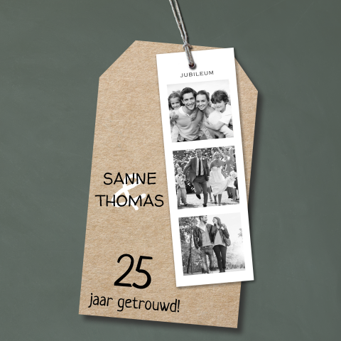 25 jaar getrouwd uitnodiging met fotostrip-look