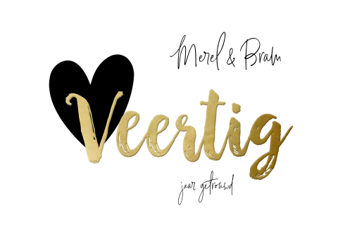 Uitnodiging 40 jarig jubileum met hart en goud look