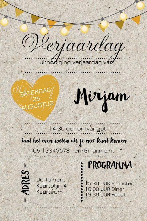 Uitnodiging voor een verjaardagsfeest op karton-look