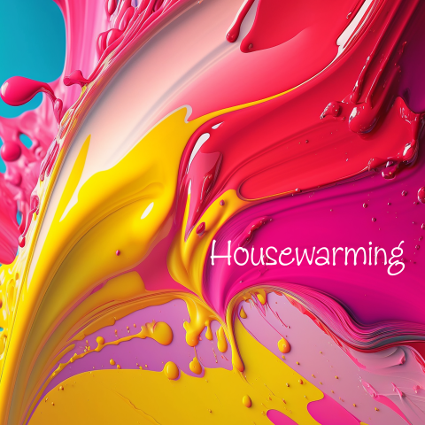 Verhuiskaart housewarming verf bontgekleurd